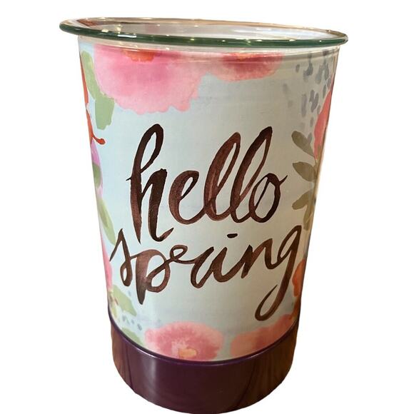 SCENTSY Hello Spring Wax Warmer & Cement Base Set Retired NIB - Picture 2 of 10